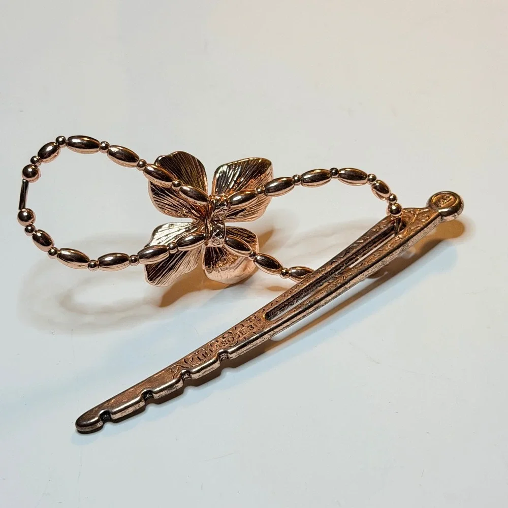 Lilla Rose Flexi Clip Rose Gold Flower Hair Accessory Medium Barette